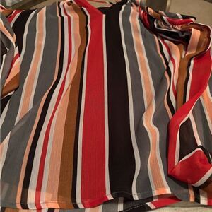 Sandy & Sid Red and Black Long Sleeve Graphic Blouse
